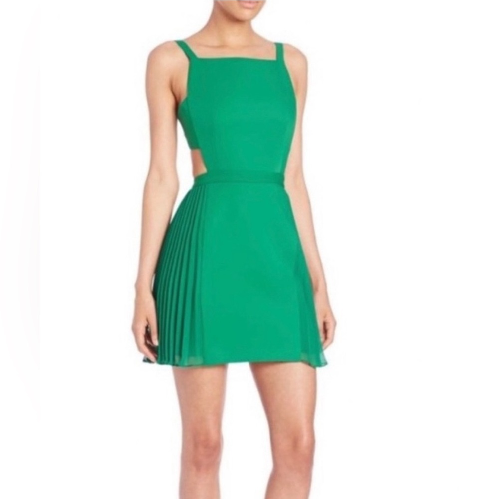 BCBGMAXAZRIA Brielle 🟢 Open-Back, Side-Pleated Dress